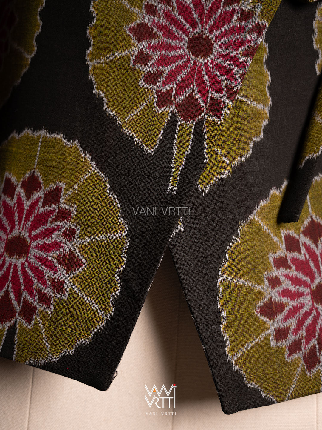 Black Lily Pond Cotton Ikat Reversible Jacket