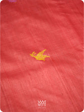 Cherry Red Chilika Master Weave Exclusive Handspun Tussar Silk Saree