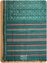 Bottle Green Chrysanthemum Master Weave Designer Handspun Ikat Tussar Silk Sari