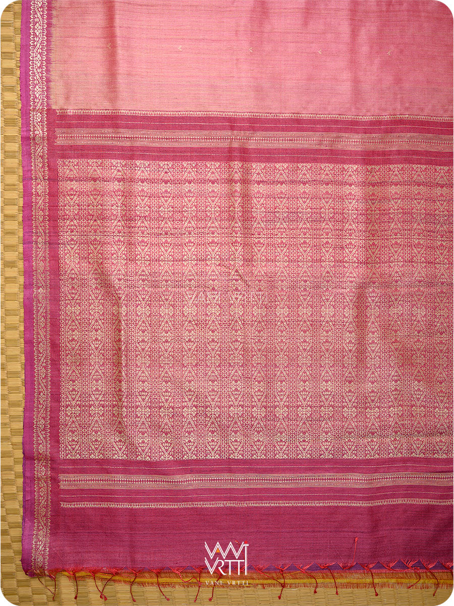 Rose Pink Purple Madhumalati Handspun Tussar Silk Saree