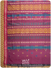 Pallu of slate grey Konark saree with handwoven lotus flowers and Airavata border