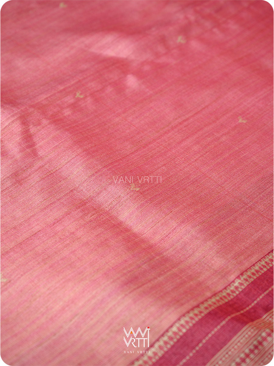 Rose Pink Purple Madhumalati Handspun Tussar Silk Saree