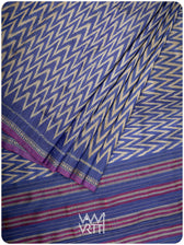Royal Blue Aziz Ikat Handspun Tussar Silk Saree
