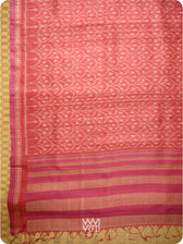 Red Iris Ikat Handspun Tussar Silk Sari