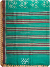 Green Santati Ikat Handspun Tussar Silk Saree