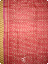 Red Iris Ikat Handspun Tussar Silk Sari