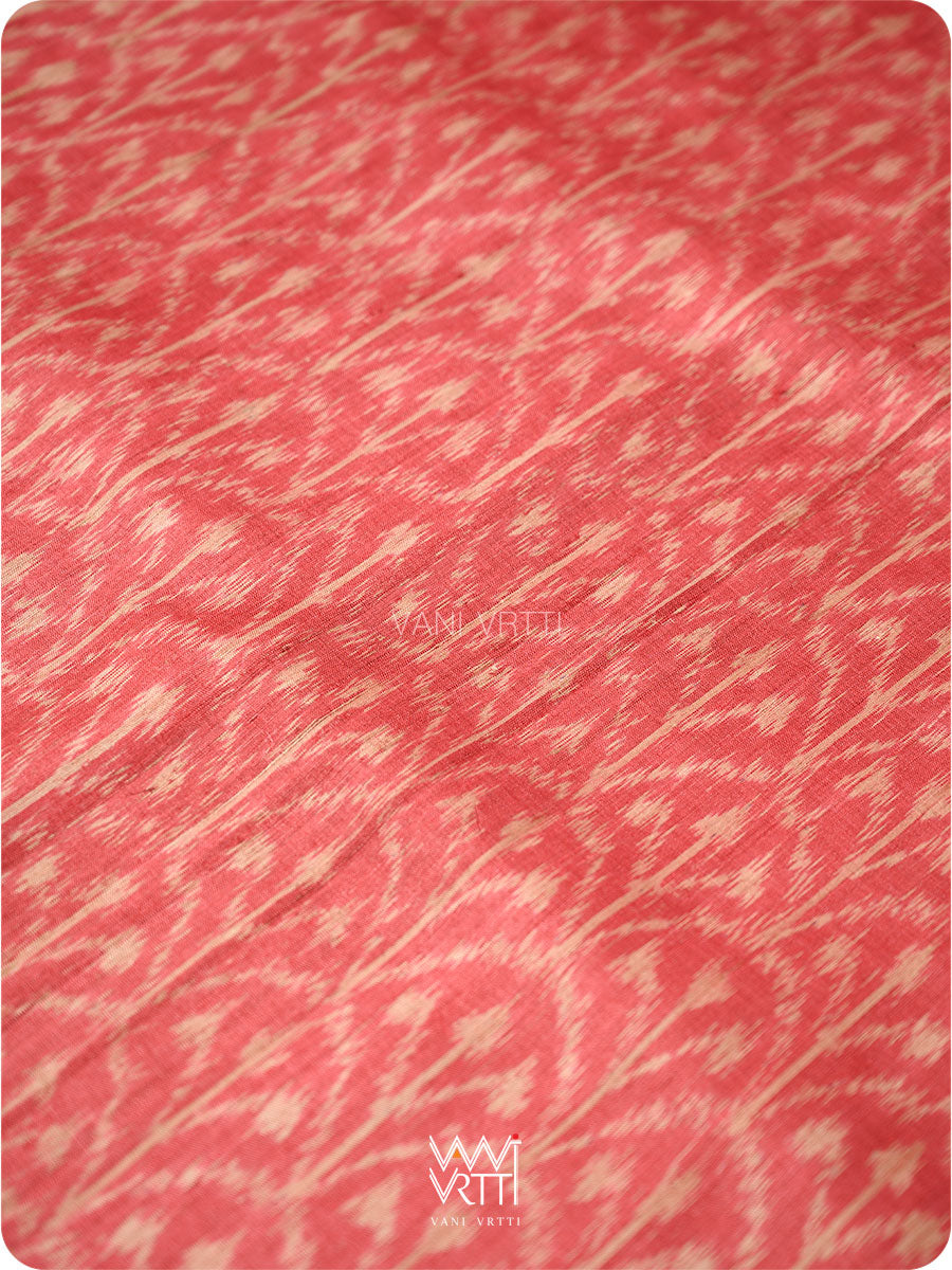Red Iris Ikat Handspun Tussar Silk Sari