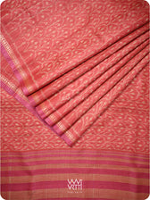 Red Iris Ikat Handspun Tussar Silk Sari