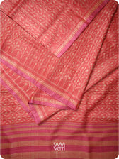 Red Iris Ikat Handspun Tussar Silk Sari
