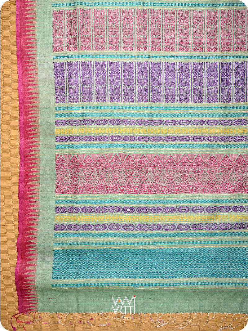 Pista Green Ananta Handspun Tussar Silk Saree