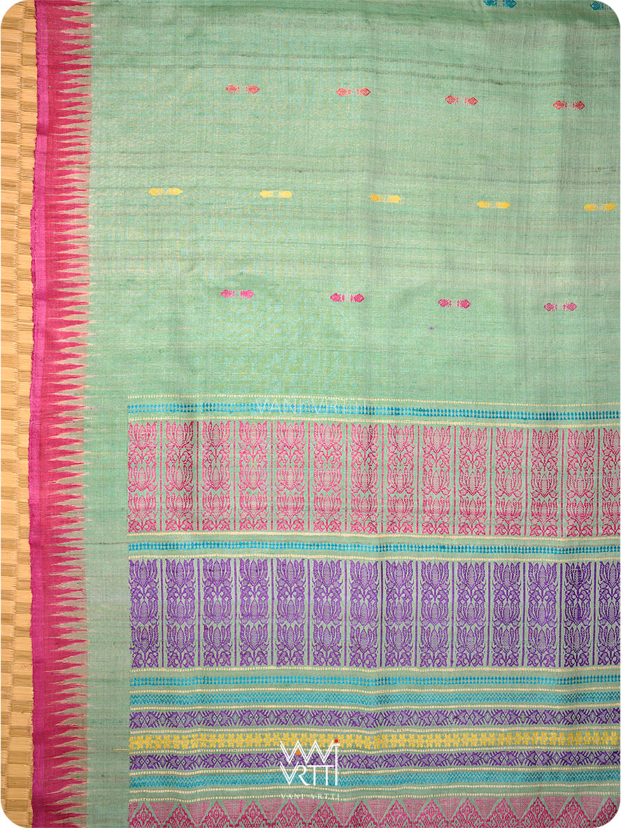 Pista Green Ananta Handspun Tussar Silk Saree