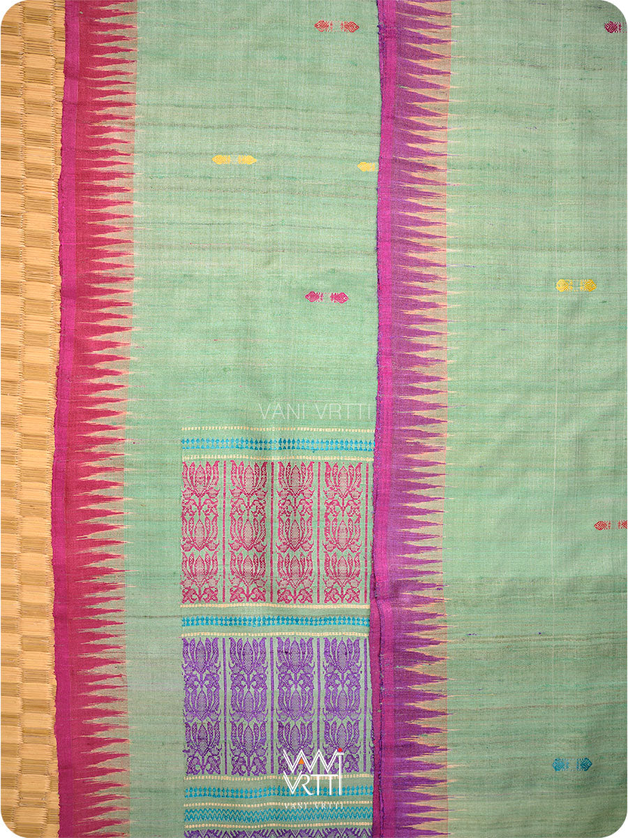 Pista Green Ananta Handspun Tussar Silk Saree