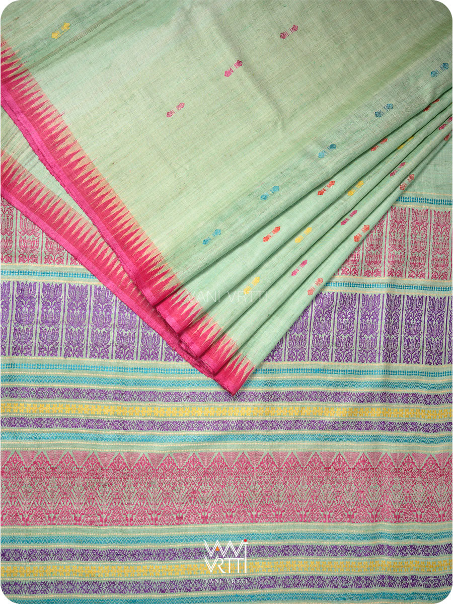 Pista Green Ananta Handspun Tussar Silk Saree