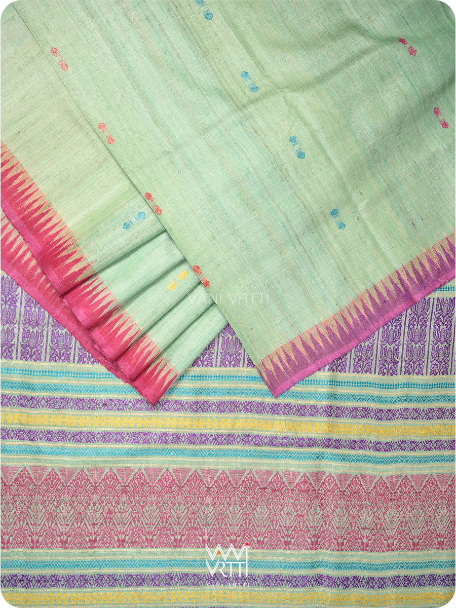 Pista Green Ananta Handspun Tussar Silk Saree