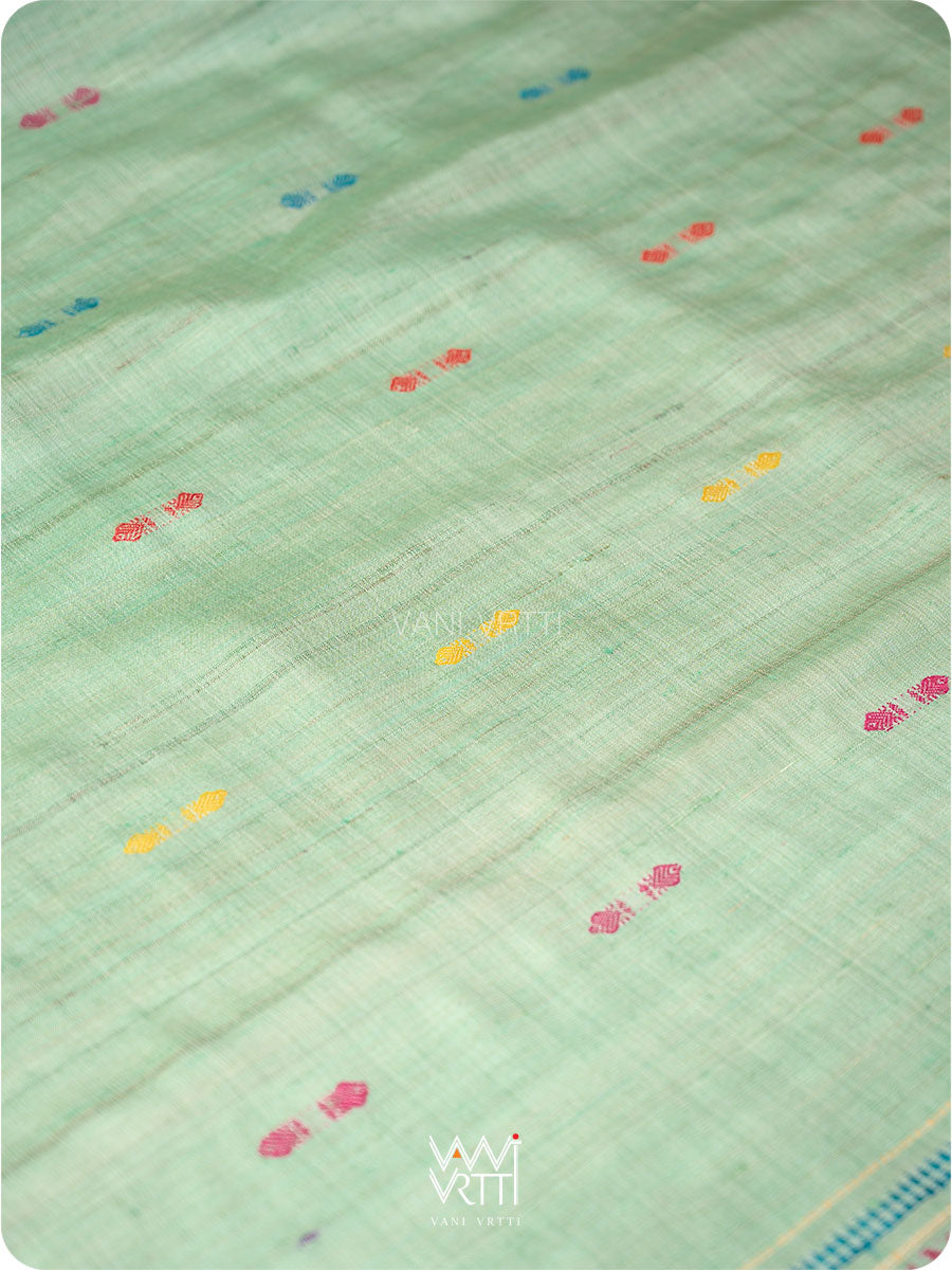 Pista Green Ananta Handspun Tussar Silk Saree