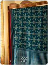 Bottle Green Banana Tree Fine Cotton Ikat Saree