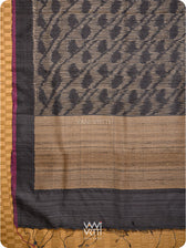 Black Tirsha Ikat Handspun Tussar Silk Saree