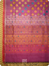Burgundy Red  Parijat Handspun Tussar Silk Saree