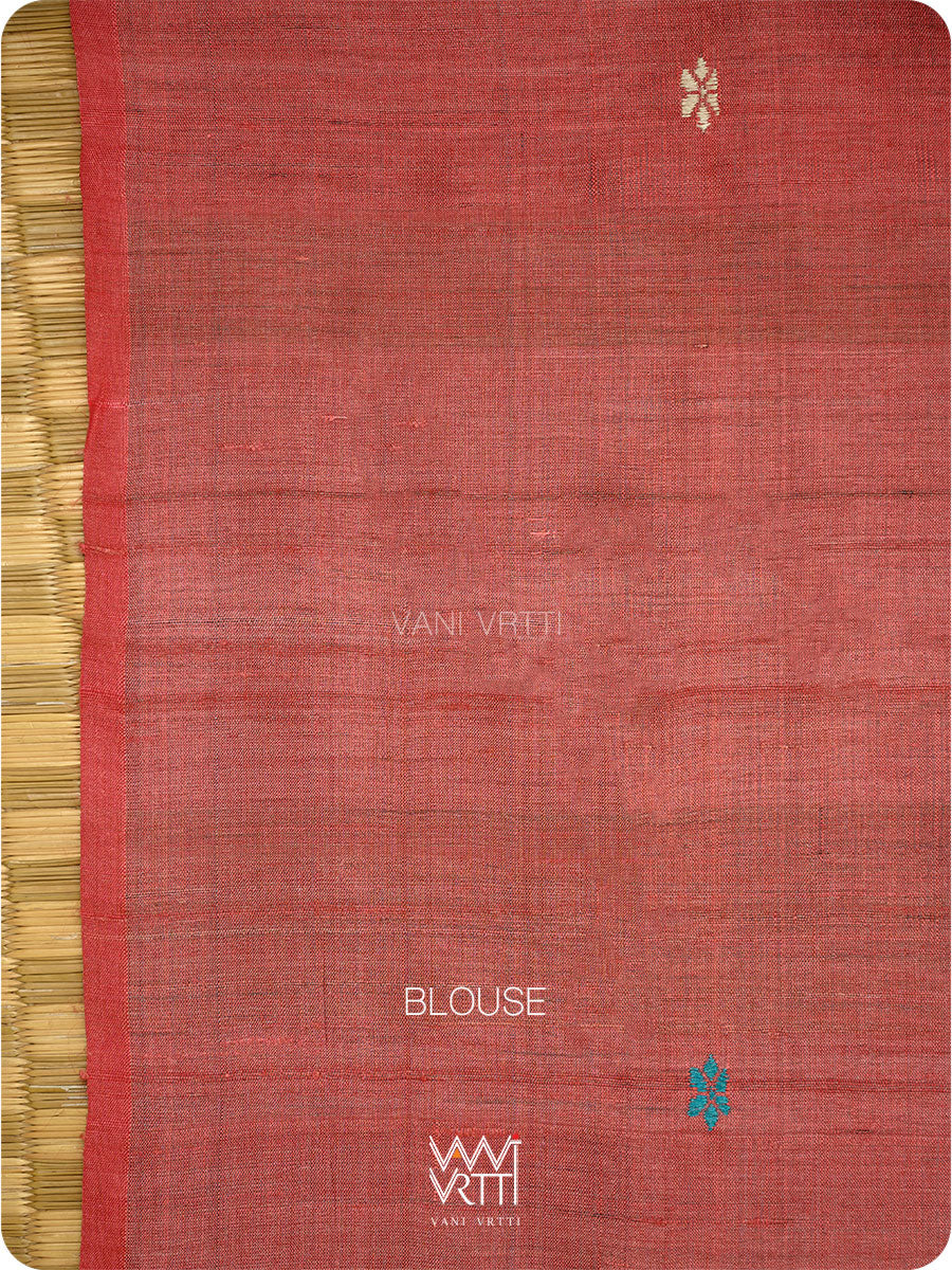 Burgundy Red  Parijat Handspun Tussar Silk Saree