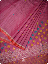 Burgundy Red  Parijat Handspun Tussar Silk Saree