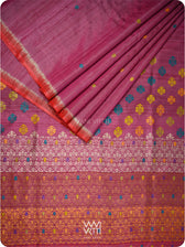 Burgundy Red  Parijat Handspun Tussar Silk Saree