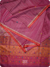 Burgundy Red  Parijat Handspun Tussar Silk Saree