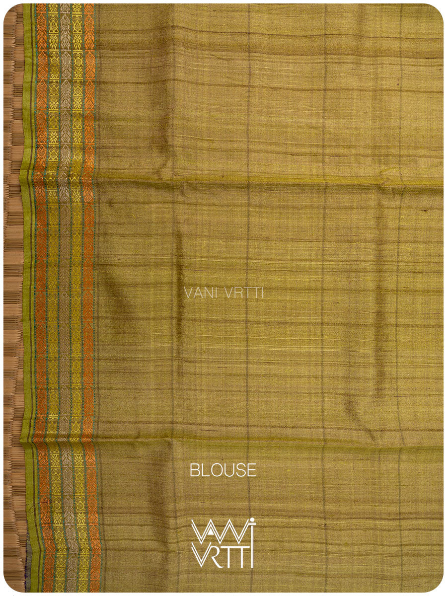 Deep Purple Matsya Kachhap Checks Handspun Tussar Silk Saree