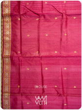 Tomato Red Pink Brahma Kamal Master Weave Exclusive Handspun Tussar Silk Saree