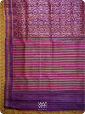 Purple pink Iris Ikat Handspun Tussar Silk Saree