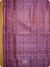 Purple pink Iris Ikat Handspun Tussar Silk Saree