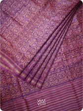 Purple pink Iris Ikat Handspun Tussar Silk Saree