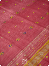 Red Maroon Brahma Kamal Master Weave Exclusive Handspun Tussar Silk Saree