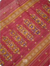 Red Maroon Brahma Kamal Master Weave Exclusive Handspun Tussar Silk Saree