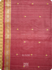Red Maroon Brahma Kamal Master Weave Exclusive Handspun Tussar Silk Saree