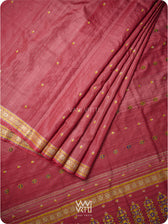 Red Maroon Brahma Kamal Master Weave Exclusive Handspun Tussar Silk Saree