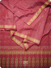 Red Maroon Brahma Kamal Master Weave Exclusive Handspun Tussar Silk Saree