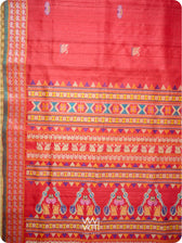 Watermelon Red Veena Pani Lata Master Weave Exclusive Handspun Tussar Silk Saree