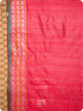 Watermelon Red Veena Pani Lata Master Weave Exclusive Handspun Tussar Silk Saree