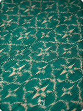 Deep Teal Green Chrysanthemum Master Weave Designer Handspun Ikat Tussar Silk Sari