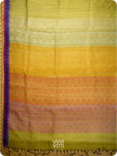 Lime Green Pink Purple Parijat Handspun Tussar Silk Saree