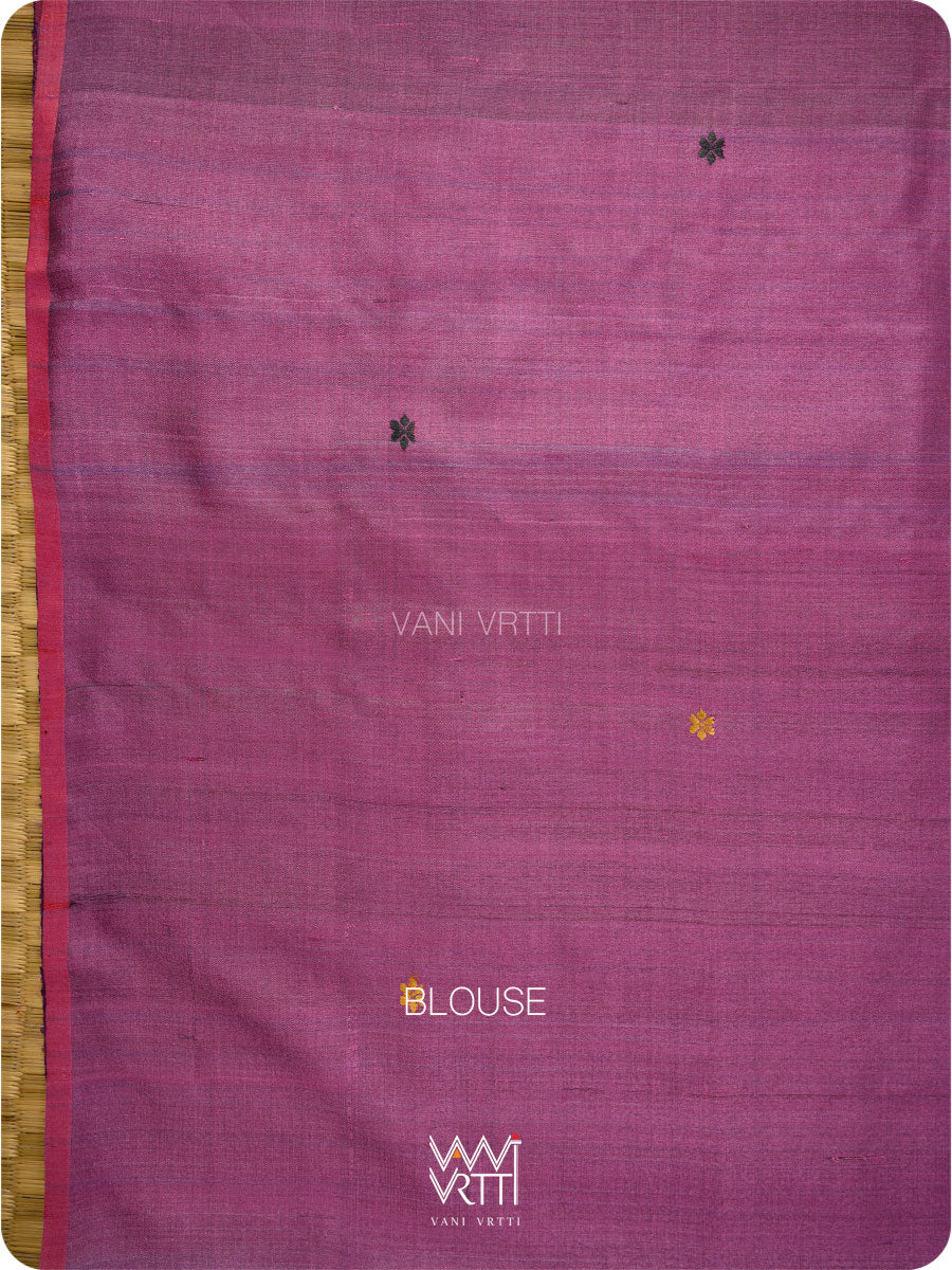Lime Green Pink Purple Parijat Handspun Tussar Silk Saree