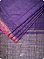 Deep Purple Magenta Madhumalati Handspun Tussar Silk Saree