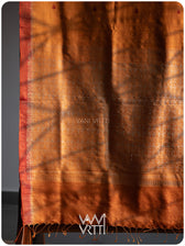 Orange Red Nabh Butterfly Handspun Tussar Silk Saree