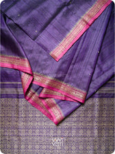 Deep Purple Magenta Madhumalati Handspun Tussar Silk Saree