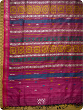 Mehendi Green Magenta  Airavata Konark Double Palla Handspun Tussar Silk Saree