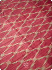 Deep Red Orange Lily Ikat Handspun Tussar Silk Sari