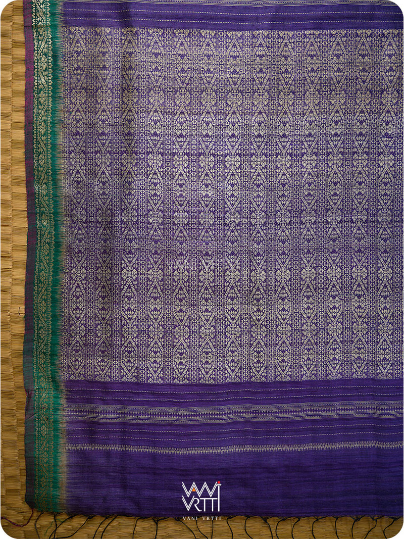 Baingani Emerald Madhumalati Handspun Tussar Silk Saree