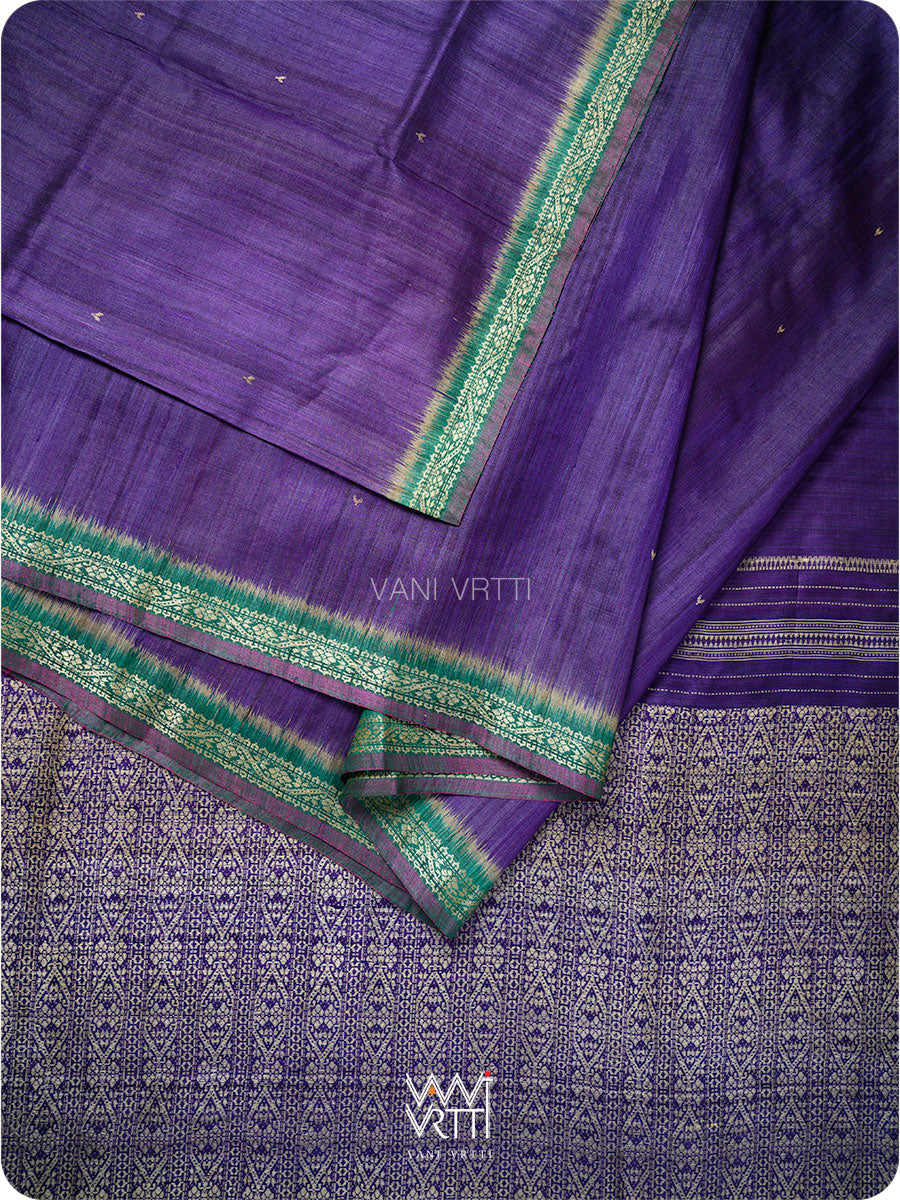 Baingani Emerald Madhumalati Handspun Tussar Silk Saree