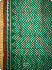 Emereld Green Aziz Ikat Handspun Tussar Silk Saree