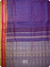 Ink Blue Madhumalati Handspun Tussar Silk Saree
